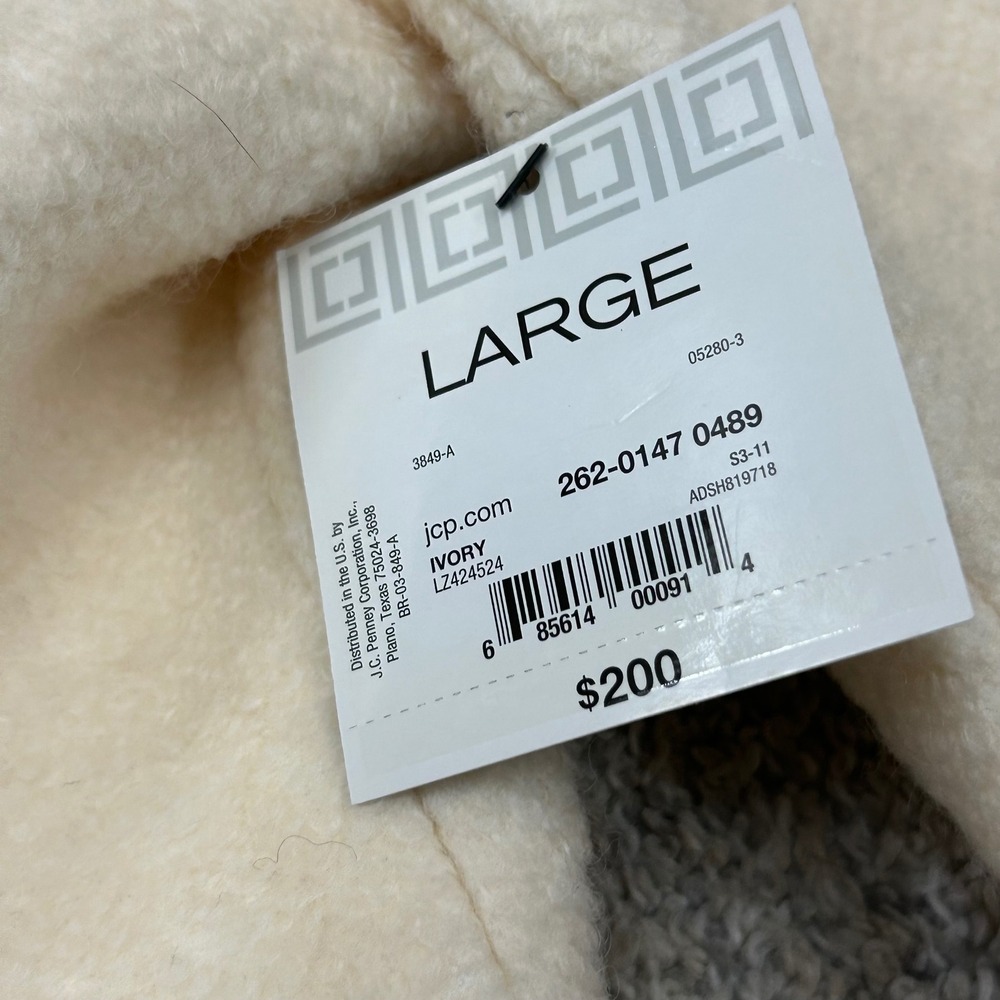Liz‎ Claiborne Wool Coat Large Faux Fur Hood Double Breasted Gold Button New NWT - Picture 6 of 12